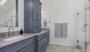 Blue & Gray Master Bathroom - Holliston, MA
