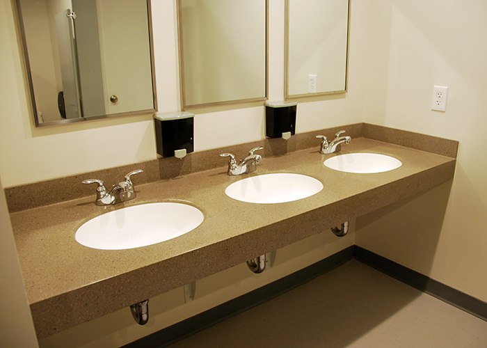 Corian triple bowl