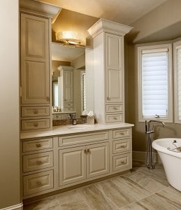 A bath vanity newly installed