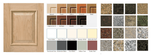 cabinet door and granite samples